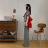 Plus Size Summer Korean Style Striped Top & Wide-Leg Pants Two-Piece Set