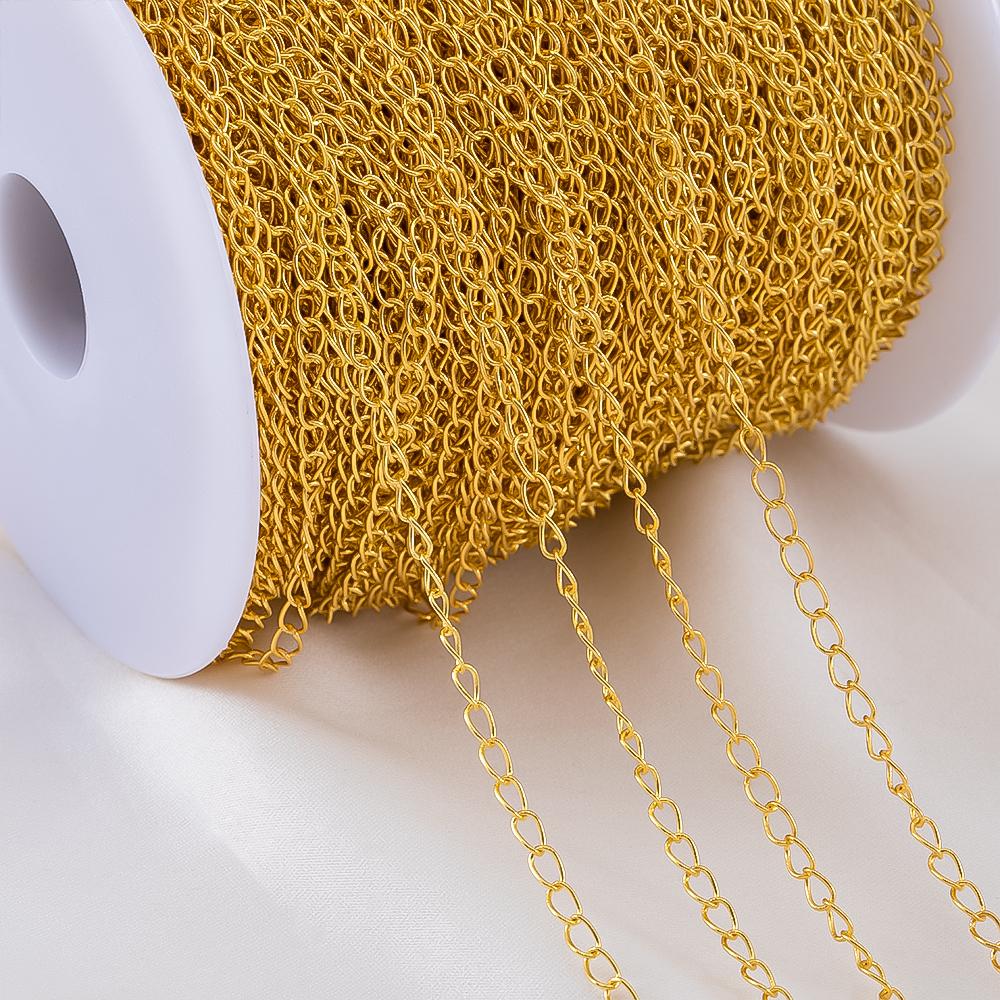 1Meter Copper Basic Chain Gold Plated Cable Curb Link Chains for Necklace Bracelet Handmade Jewelry Making DIY Supply Wholesale