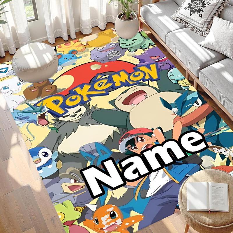 Custom Name Personalized Pokemon Print Carpet, Versatile Home Decor Rug, for Playroom, Apartment, Balcony, Entryway, Hallway Gift