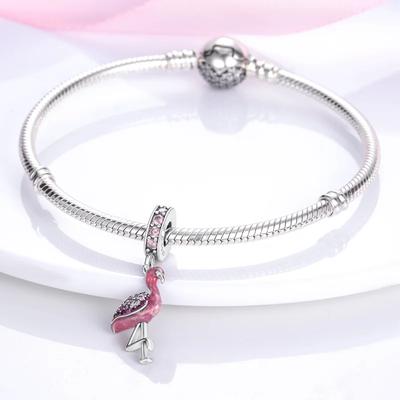 Charms Platadreamy Pink Flamingo Animal Beads Fit Originalbracelets Charms For Women Jewelry Diy Making Fine Gifts