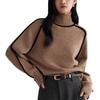 Women's Foreign Fashion Sweater, High Neck Crew Neck Top, Ribbed Knit Pullover for Women