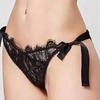 Low-Waist Lace Bow Tie-Up Triangle Panties with Cotton Crotch