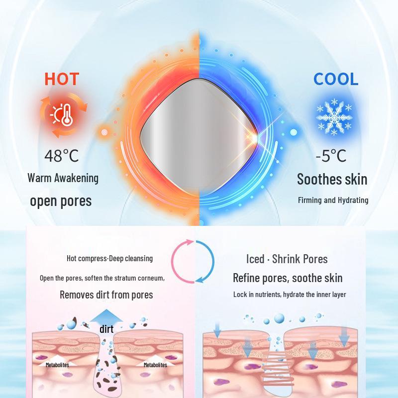 Handheld Ice & Heat Compress Facial Rejuvenation Device with 6 Color Light Therapy