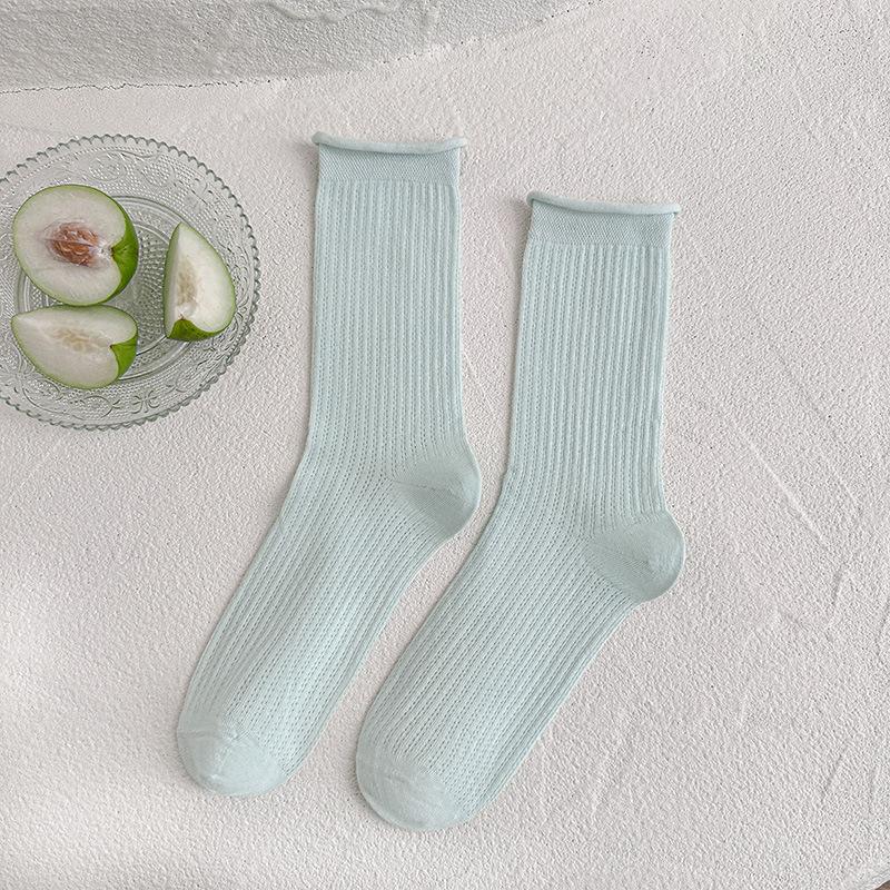 

Rolled-up Socks - Children s Mesh Perforated Tube Socks - Solid Color - Versatile - Drawstring - Sweat-absorbing - Breathable - Pile Socks 1 pair светло-зеленый