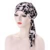 European-American Floral Print Two-Tail Curved Muslim Headscarf Pullover Hat