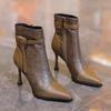Fashion French Fashion High Heel Skinny Boots 2025 Fall Platform Pointed Toe Side Zip Stiletto Fashion Booties