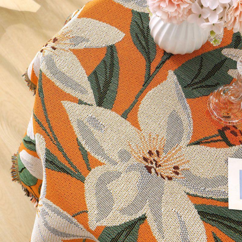 Tulip Single Sofa Throw, Two-Seater Sofa Cover, Small Round Tablecloth, Vintage Coffee Table Cover, Bedspread