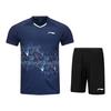 Li Ning Badminton Collection Badminton Jersey Set Unisex Dark Ship Blue AATV009-3