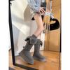 Grey Long Snow Boots Women's Non-slip Warm Thickened Velvet Platform Boots Northeast Snow Cotton Shoes Winter