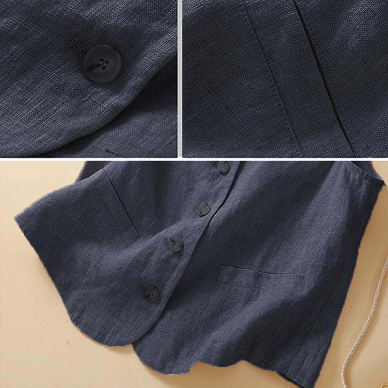 Women's Summer Cotton Linen Vest Casual Loose V-neck Sleeveless Jacket Coat Korean Style Fashion Elegant Casual Vest Top