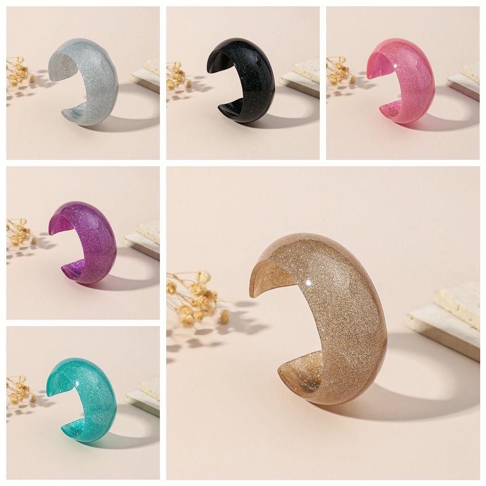 Retro Jelly Color Wide Bracelet Minority Design Geometric Irregular Bangle  Daily