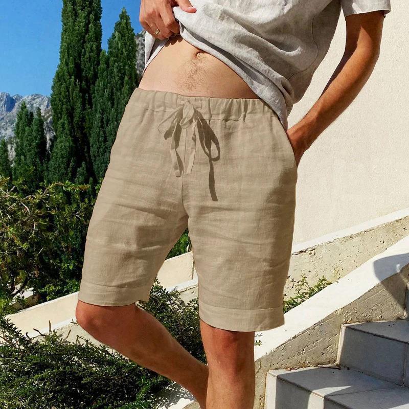 2023 Men's Summer Loose Cotton Linen Breathable Sports Casual Shorts