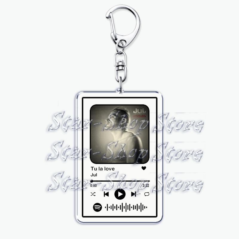 

French Rapper JUL Songs Keychains for Women Accessories Bag Oh Qu elle Est Belle Music Playlist Code Keying Jewelry Fans Gift