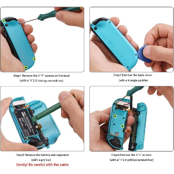 Joycon Joystick Replacement 4 Pack, 3D Replacement Joystick Analog for Nintendo Switch Joycon, Left/Right Thumb Stick with Thumbstick Grips