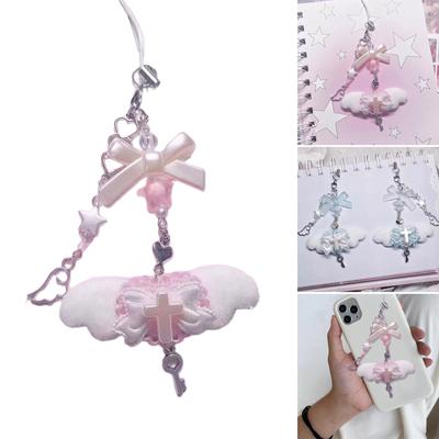  Pendentif de téléphone Aile Rose Mignon Chaîne de téléphone portable en acrylique élégante Cadeau unique Adapté à diverses occasions