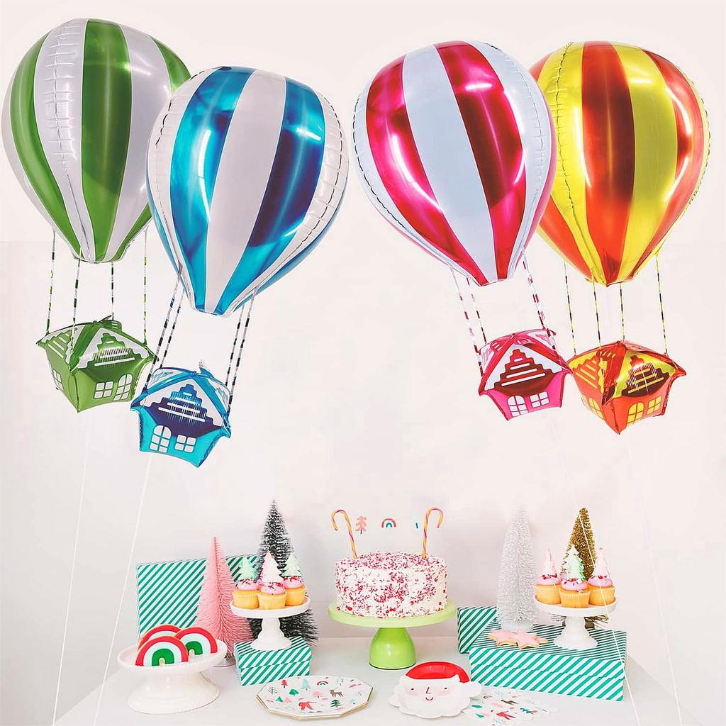 4 Stück Heißluftballons für Kinder, Party-Luftballons, Aluminium-Luftballons, Geburtstagsfeier-Luftballons, Partyzubehör, Dekoration, Geburtstagsparty-Zubehör