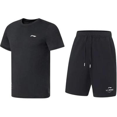 Plain Round Neck Pullover Short Sleeve T-Shirt Simple Quick-Dry Sweat-Wicking Comfortable Shorts Casual Sports Set ATSS069-1+AKST543-3