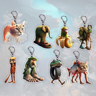 AI Shark Funny Animal Acrylic Keychain Tralalero Tralala Tung Tung Tung Sahur Fantasy Beast Waterproof Book Bag Accessory Novelty Gift