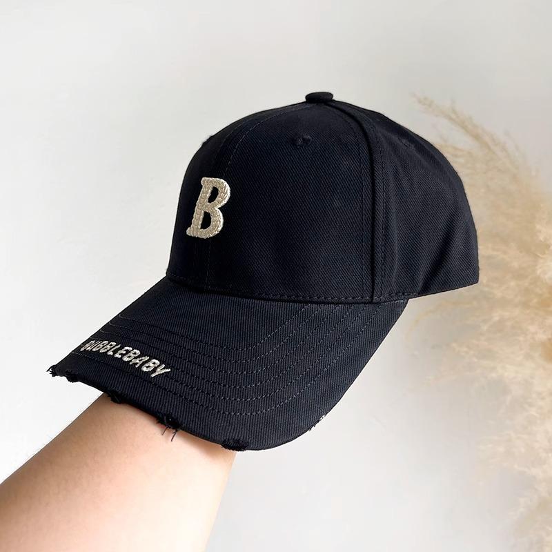 Spring and Autumn Hat Women's Embroidered Letters Hard Top Breaked Baseball Hat Men's Casual Versatile Face Covering Coffee Cang Camel Baseball Hat