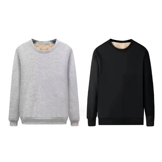 Men Fleece Lined Sweatshirt Warm Winter Pullover Crew Neck Autumn Thickened Basic Top for Daily Wear Sports Street Work
