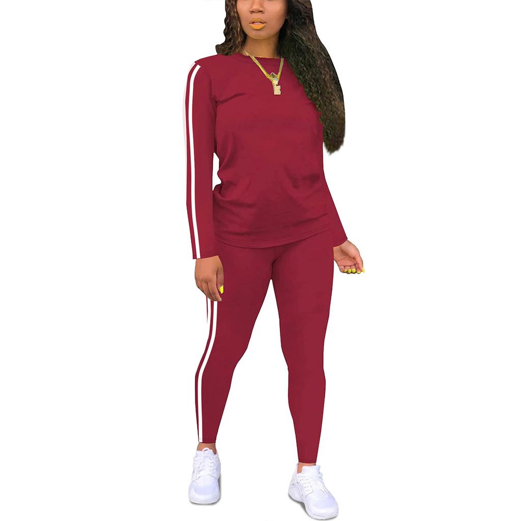 women Green Tracksuit Set with White Side Stripes