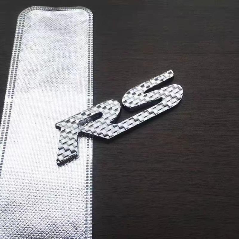 Personalized 3D RS Metal Car Stickers Modified Metal Car Emblems Rear Badge Letter Decals Side Marker Decorative Stickers for Automobiles