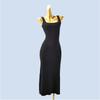 Autumn Pure Desire Style Square Collar Sleeveless Suspender Skirt Mid Length Long Length Dress Women's Silm Knitting Hip-Wrapped Sleeveless Long Skirt