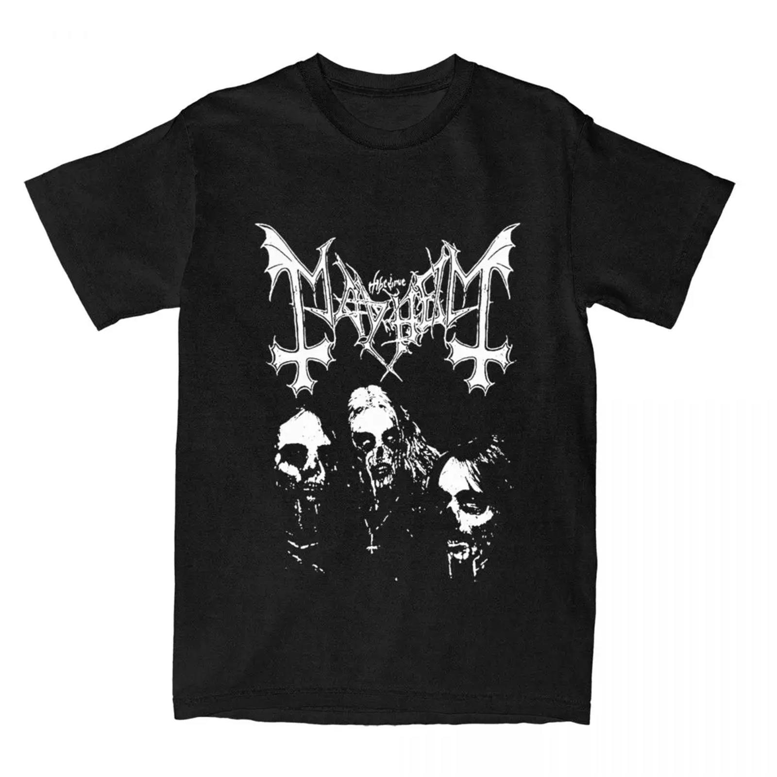 Мужская Женская Футболка Band Mayhem Black Metal Винтажная 100% Хлопок Топы Короткий Рукав Круглый Вырез Классическая Футболка Большого Размера S