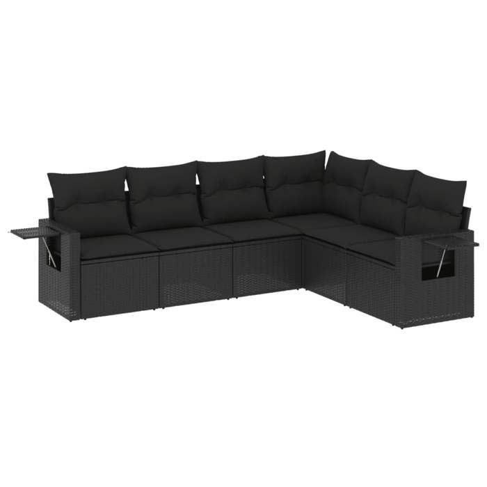 VidaXL Garden Lounge Set with Cushions 6 Pcs, Patio Sofas, Patio Furniture Set, Outdoor Furniture, Black 3220204