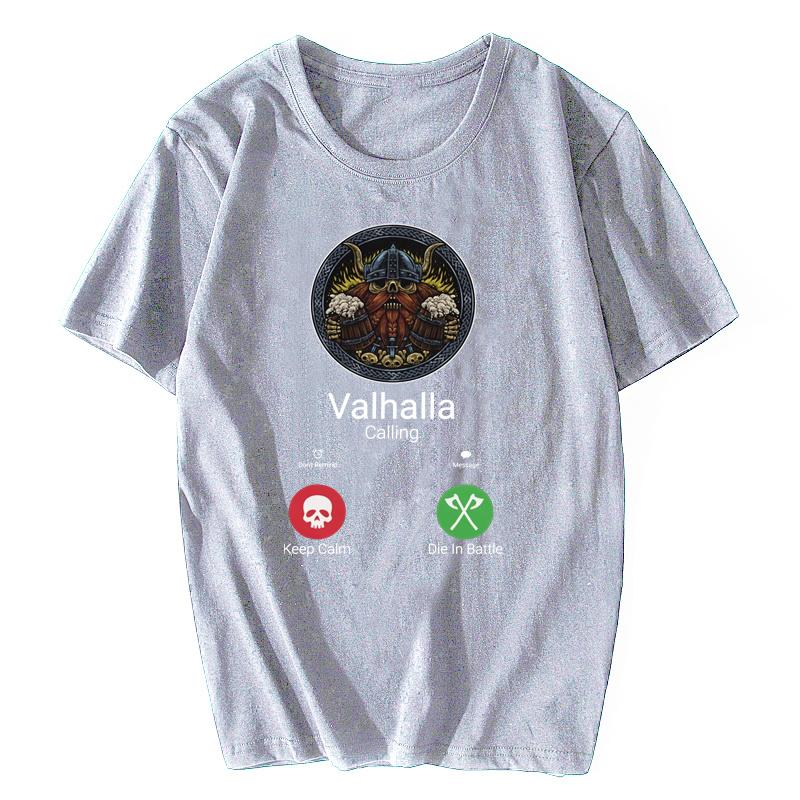 Vtipné tričko Valhalla volá Pánské Bavlněné Pěkné tričko O-výstřih Krátký rukáv Vikingské Odin Tričko Topy Harajuku