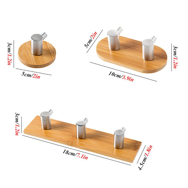 1-3 Hooks Stainless Steel Wooden Self-adhesive Towel Holders Kitchen Bathroom Gadgets High Quality Towel Umbrella Rack Organizer