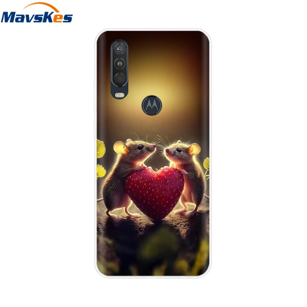 

Для Moto One Action Чохол М який ТПУ Силіконовий Задній Чохол Для Motorola Moto One Vision OneAction Чохол для Телефона Захисний Модний Coque Moto One
