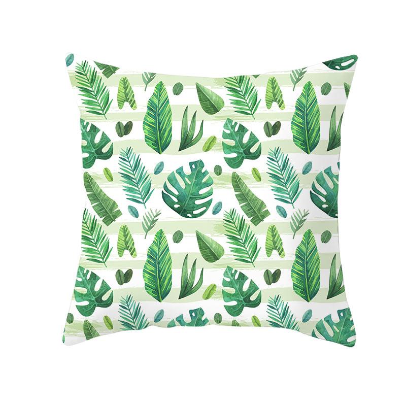 Summer Tropical Plants Decorative Pillowcase Green Leaves Throw Pillow Case Polyester Printing Pillow Cover 45X45Cm