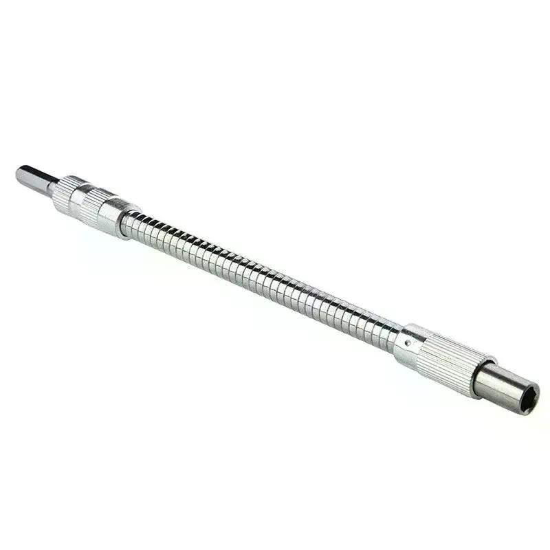Silver Hex Handle 300mm Universal Flexible Metal Shaft Screwdriver Connector Extender Tool