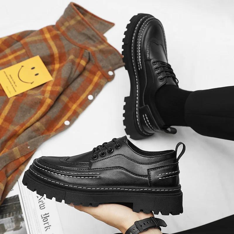 Brock Leather Shoes, New Men's Business Formal Leather Shoes, Fashionable and Versatile Retro British Style Dress Shoes