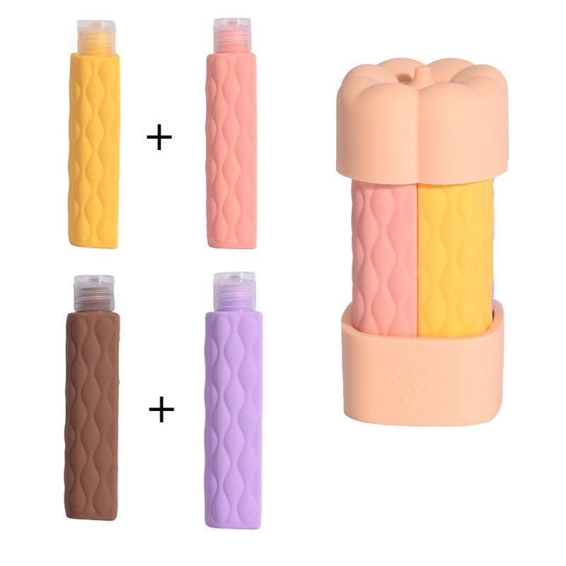 4 in 1 Silicone Travel Bottles Set Dispenser Bottle Leak Proof Portable Refillable Containers for Shampoo Lotion Toiletries