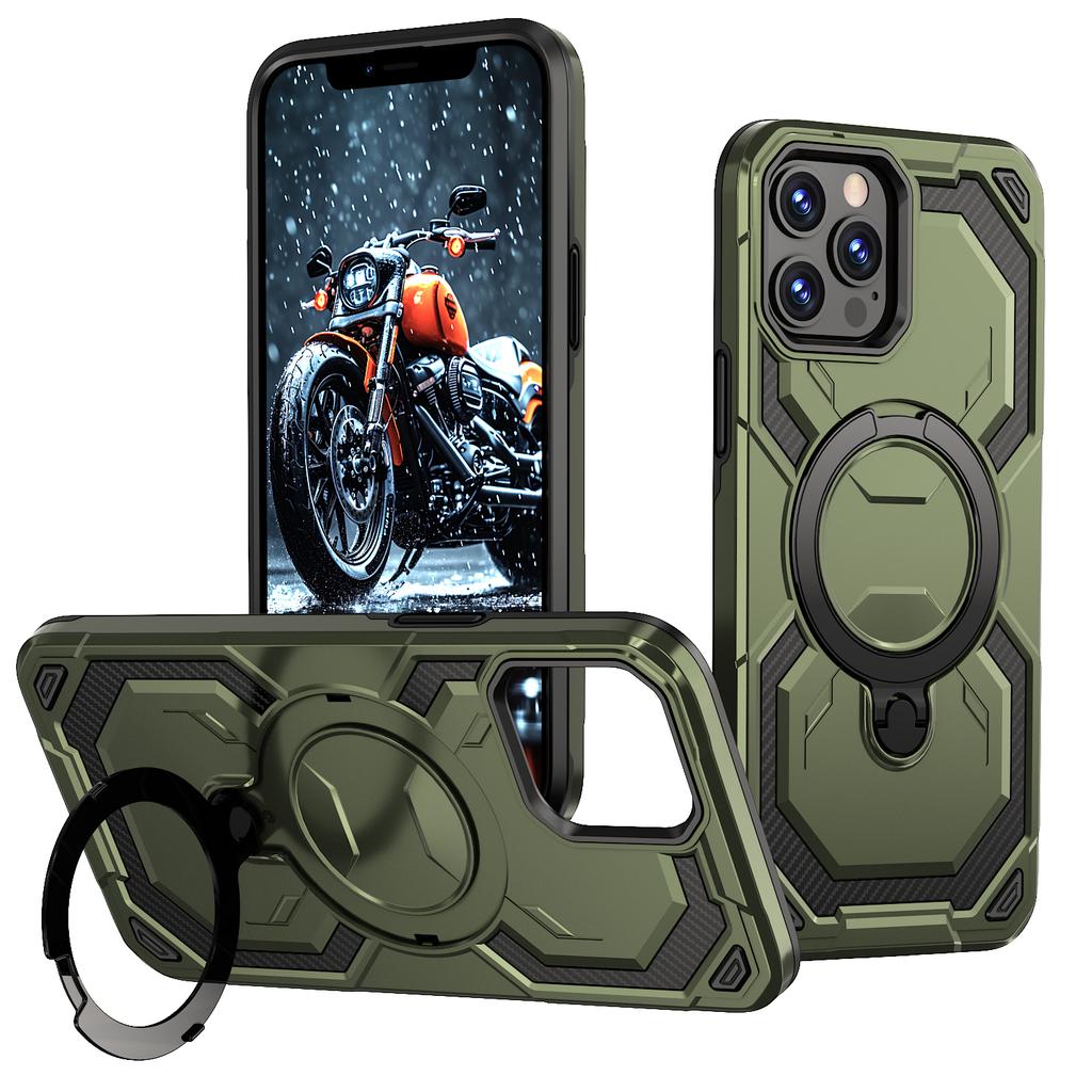 Luxury Magsafe Magnetic Wireless Charging Armor Phone Case For iPhone 16 15 14 13 12 11 Pro Max Plus 16E 16 E Ring Stand Cover