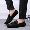 Zapatos de Hombre de Cuero de Ante Marca de Lujo Italianos Casual Mocasines de Piel Invierno Slip On Negro Hombre Conducción Zapato de Diseño