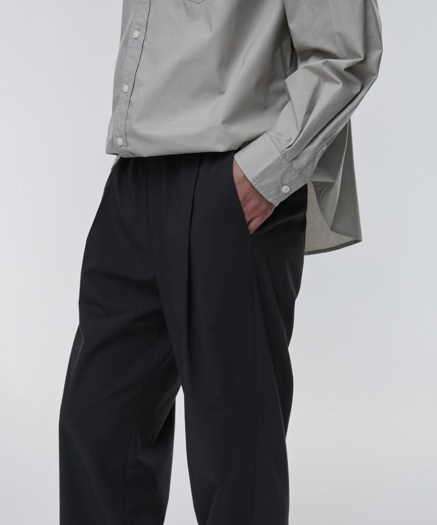 MUSINSA STANDARD [Cooltandard] One-Pleat Wide Elastic Waist Slacks [Dark Gray]