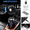 2-in-1 USB Fan Cup Holder Expander 360-Degree Rotation Strong Airflow USB Powered Universal Easy To Install Vehicle Cooling Fan