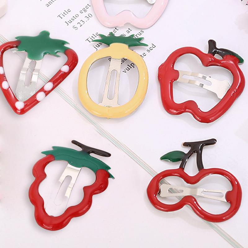 5Pcs Red Cherry Hair Clip For Baby Girls Cute Strawberry Hairpin Barrette Side Clip Child Headwear Fashion Hair Accessories