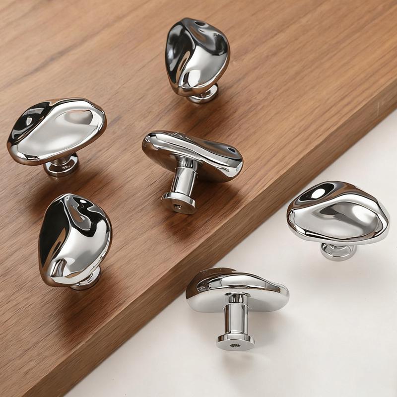 1pc Bright silver handle simple wardrobe door drawer cabinet new Chinese furniture single hole small handle