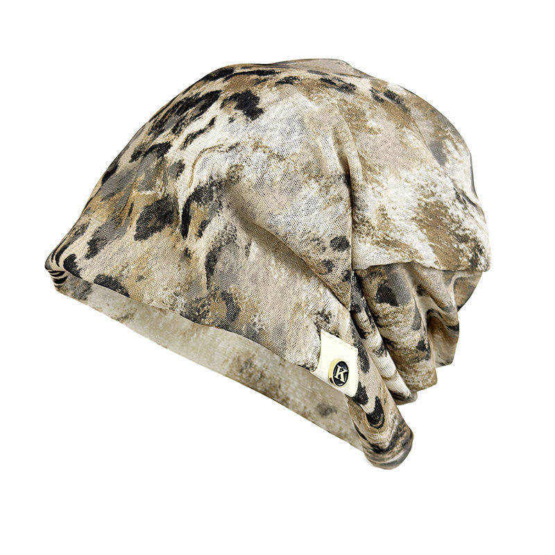 Tie-dye thin breathable beanie for women, stylish design, face-slimming, pull-on hat, winter hat