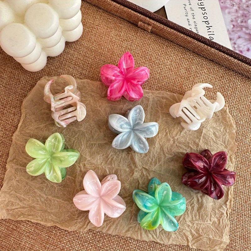 Small Daisy Flower Hair Claw - Marble Texture Wave Floral Design - Ponytail Hairclips - Sweet & Cute Style - Suitable for Daily Wear
