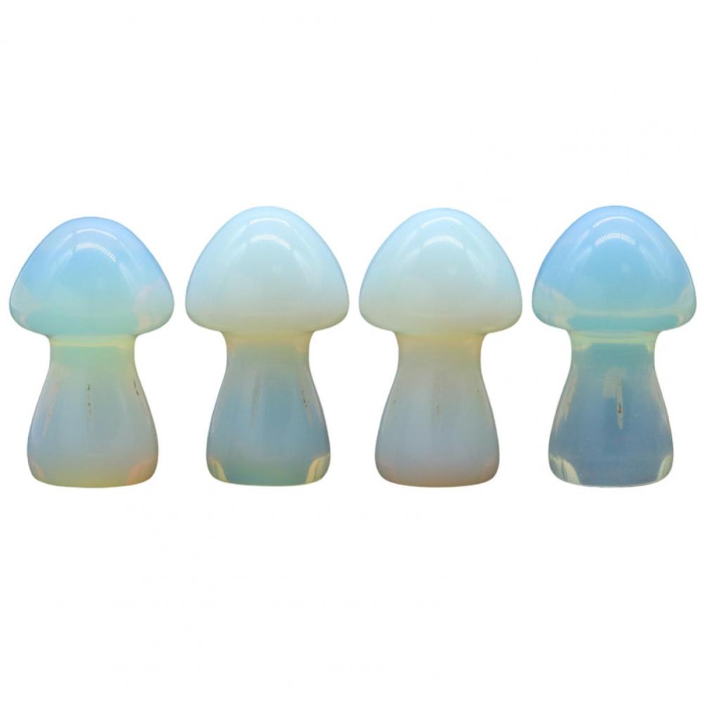 Mushroom Figurine Carved Nice-looking Clear Texture Smooth Edge Mushroom Micro Ornament DIY Faux Crystal Mushroom Figurine