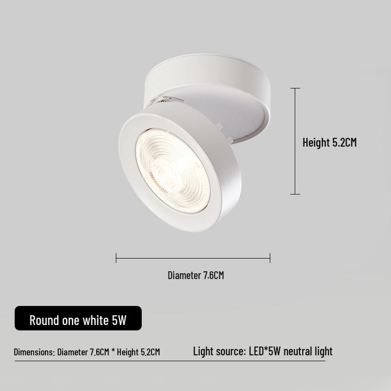 Folding Surface-Mounted Adjustable LED Spotlight for Hallway and Background Wall