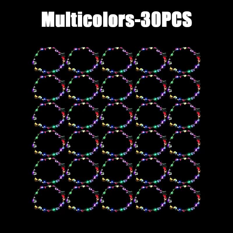 10/60Pcs Light Up Flower Headband LED Flower Hair Crown Glowing Floral Wreath Crowns Birthday Wedding Christmas Decoration 2024
