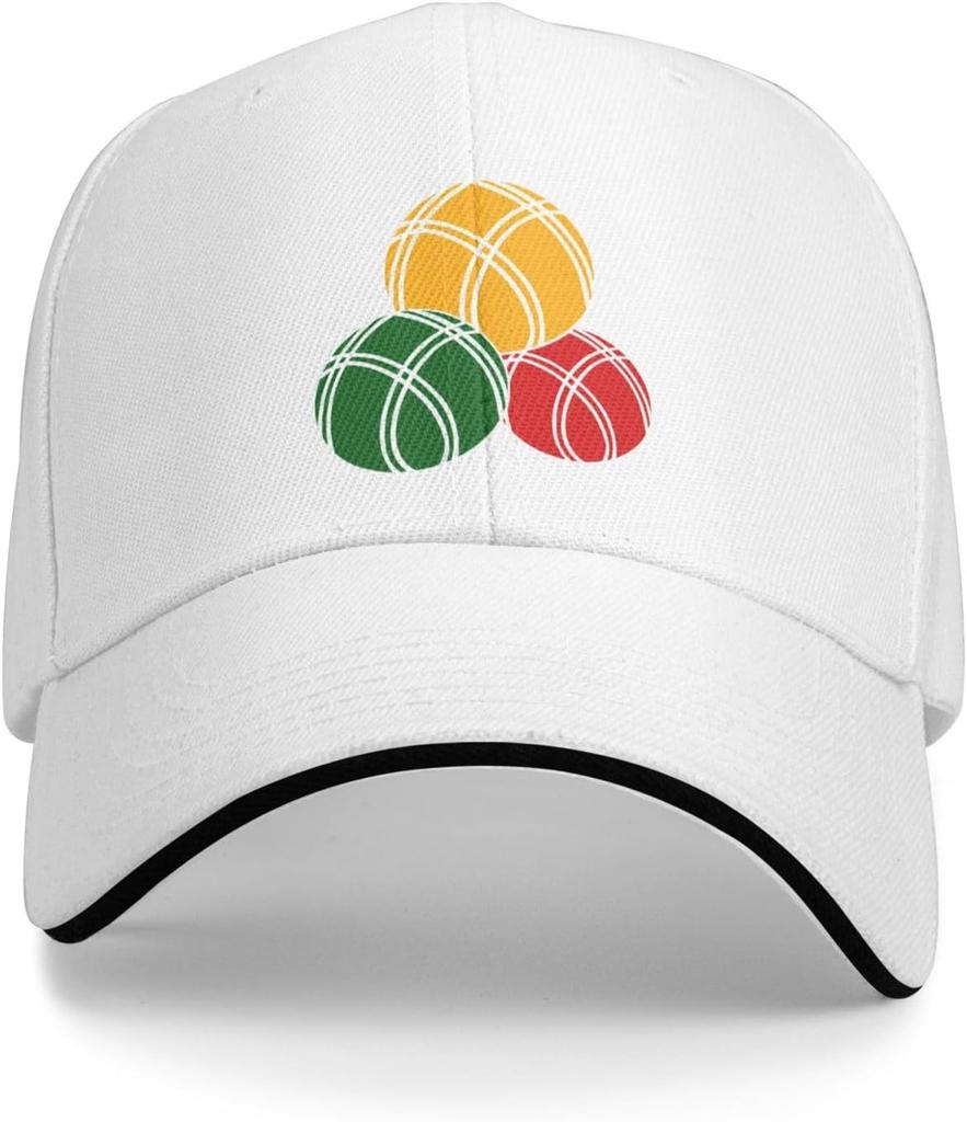 Bocce Balls Lover Graphic Baseball Cap Polyester Adjustable Sandwich Style Sports Hat for Adults