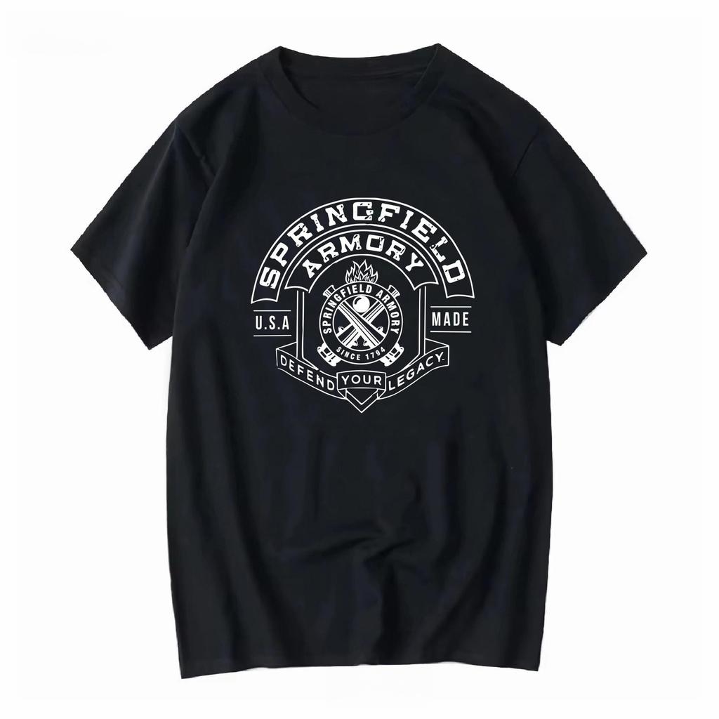 Springfield Armory Logo Men Women Black T Shirt Long or Short Sleeves Fashion Casual Versatile Streetwear Top For Everyday Wear