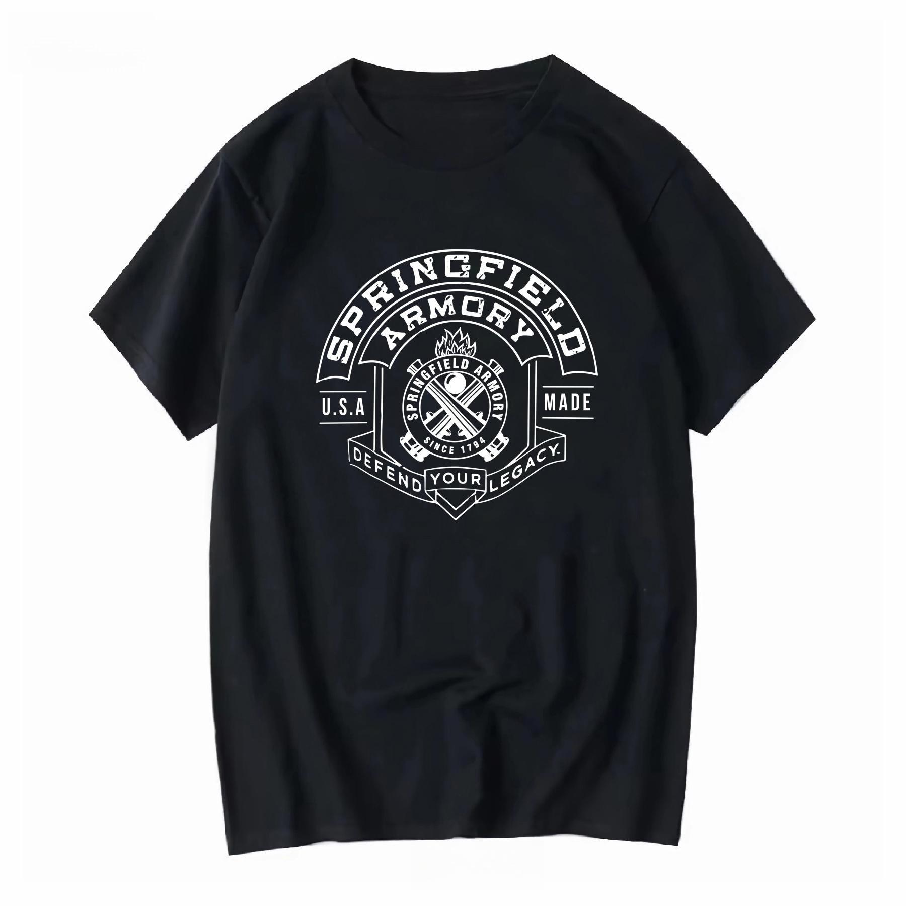 Springfield Armory Logo Men women Black T shirt long or short sleeves Fashion Casual Versatile streetwear Top For Everyday Wear S
